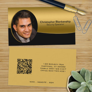 Svart Guld-Professionell, Anpassningsbar Foto QR-k Visitkort