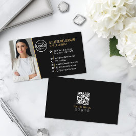 Svart Guld Professionell QR-kod Foto Logotyp Visitkort