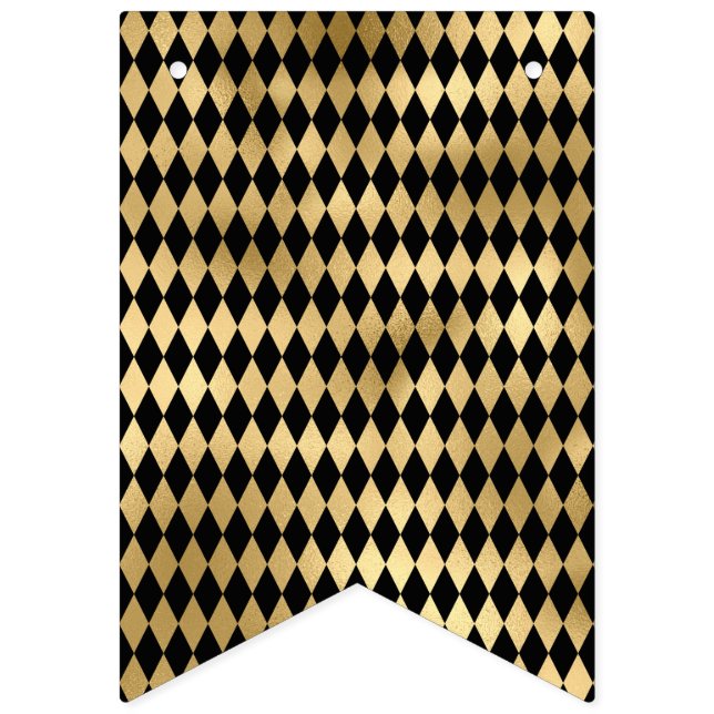 Svart & Guld Rand Randigt Mönster Minimal Vimplar (Första flaggan)