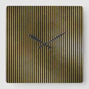 Svart Guld Rand Sepia Minimal Namn-geometri Fyrkantig Klocka