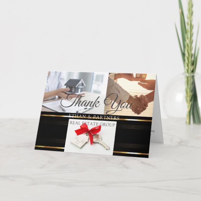 Svart & Guld Real Gods Marknadsföring introduktion Tack Kort (Framsida)