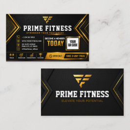 Svart & Guld Redigerbar Design för Fitnessklubbkor Visitkort