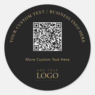 Svart & Guld Reklammaterial Företagets logotyp QR- Runt Klistermärke