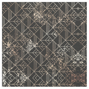 Svart Guld Retro Art Deco Geometric Paint Splatter Tyg