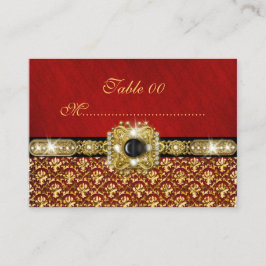 Svart guld-röd damm "bordsnumret" bröllop placeringskort
