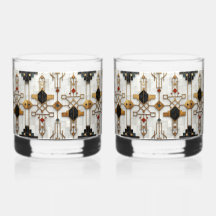 Svart Guld Röd Modern Geometrisk Mönster