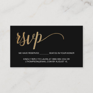 Svart Guld RSVP ingen postning Reserverad plats Li Tilläggskort