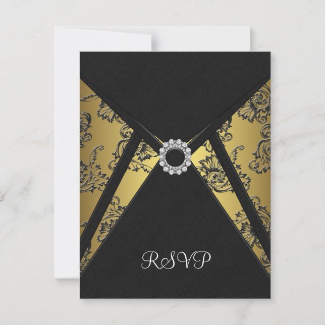 Svart Guld RSVP-kort OSA Kort (Framsida)