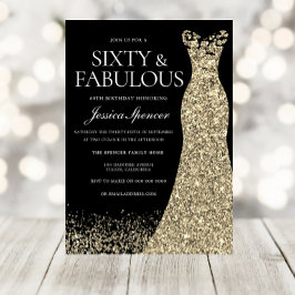 Svart Guld, sextio och Fabulous 60:e födelsedag Inbjudningar