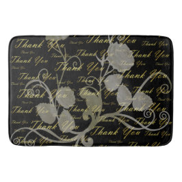 Svart, guld, silver, tack, blommor, blommigt. badrumsmatta