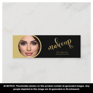 Svart Guld Skönhet Professionell MUA Foto Qr Mini Visitkort