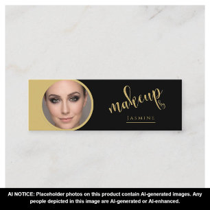 Svart Guld Skönhet Professionell MUA Foto Qr Mini Visitkort
