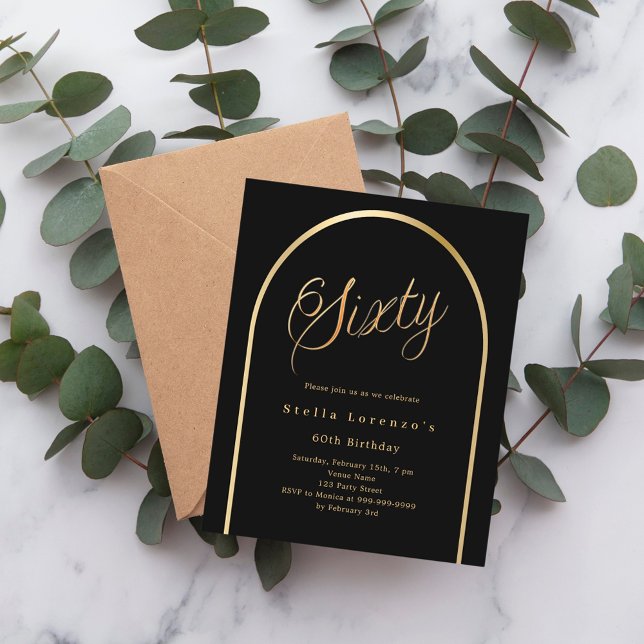 Svart guld-skript 60-årsinbjudan (Skapare uppladdad)