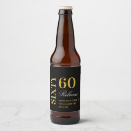 Svart & Guld-skript, 60:e födelsedagscocktail Part Ölflaska Etikett