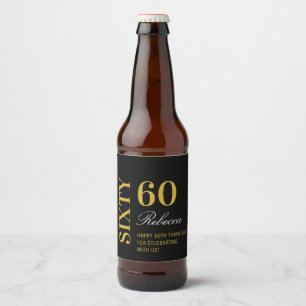 Svart & Guld-skript, 60:e födelsedagscocktail Part Ölflaska Etikett