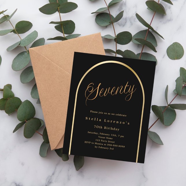 Svart guld-skript 70-årsinbjudan (Skapare uppladdad)