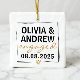 Svart Guld-skript, fotopaket för svartvitt Julgransprydnad Keramik