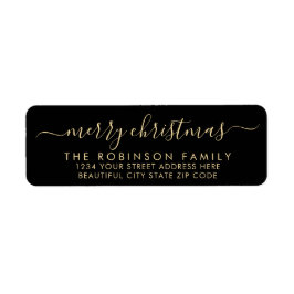 Svart Guld-skript, julreturadressetikett Returadress Etikett
