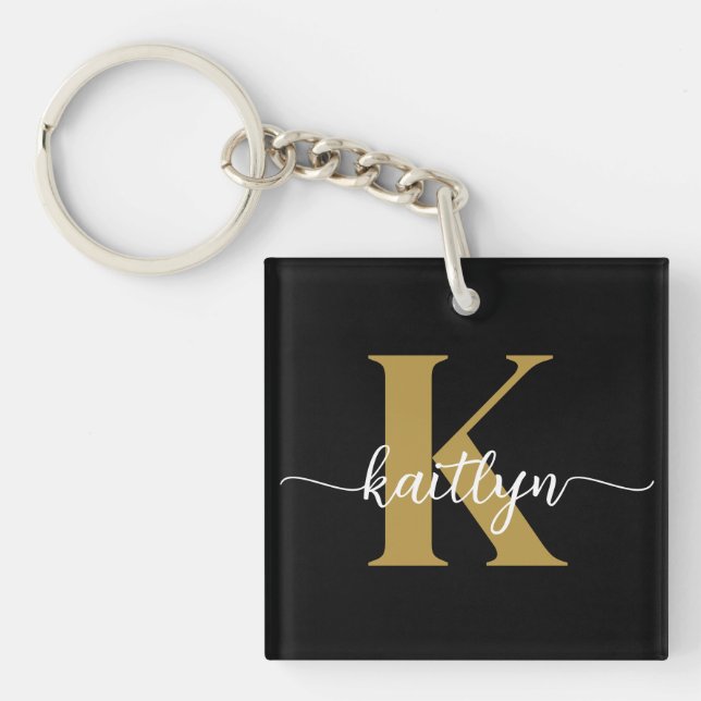 Svart Guld Skript Monogram (Framsidan)