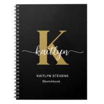 Svart Guld Skript Monogram