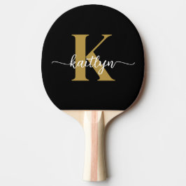 Svart Guld Skript Monogram Pingisracket