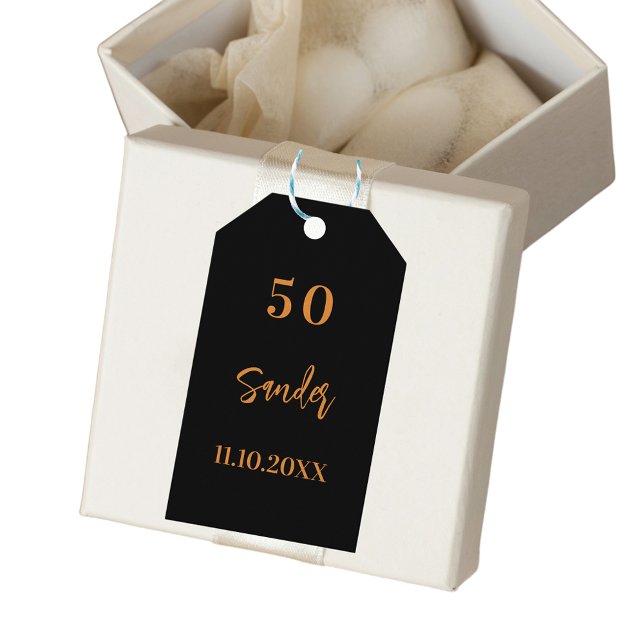 Svart guld-skript presentetikett (Skapare uppladdad)