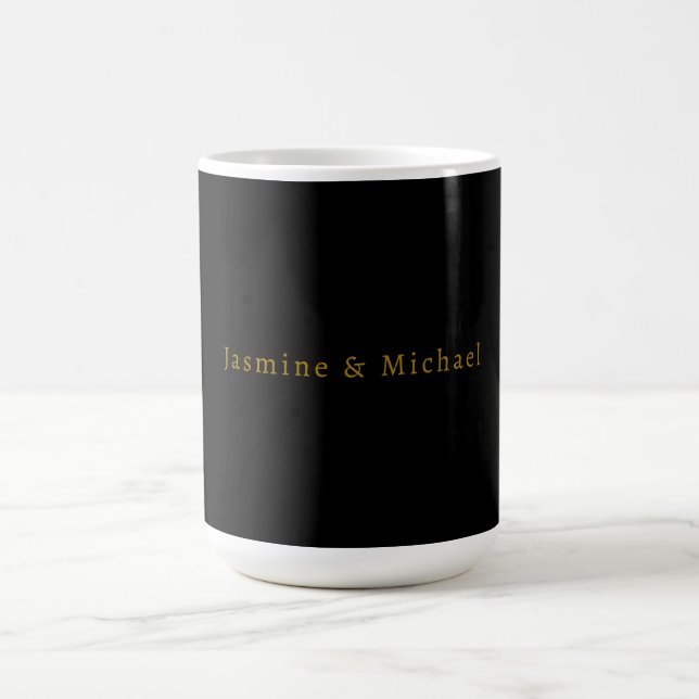 Svart & Guld Söt Minimalistisk Egen Namn Kaffemugg (Center)