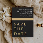 Svart Guld Spara datum Eleganten Guld Spara Datumet<br><div class="desc">Bröllop Elegant Black och Guld Spara datumkort. Spara datumkorten innehåller en modern handskriven kursiv skripttypografi som är elegant,  enkel och modern till använda efter att du har minimalistisk enkel bröllopsdag firande.</div>