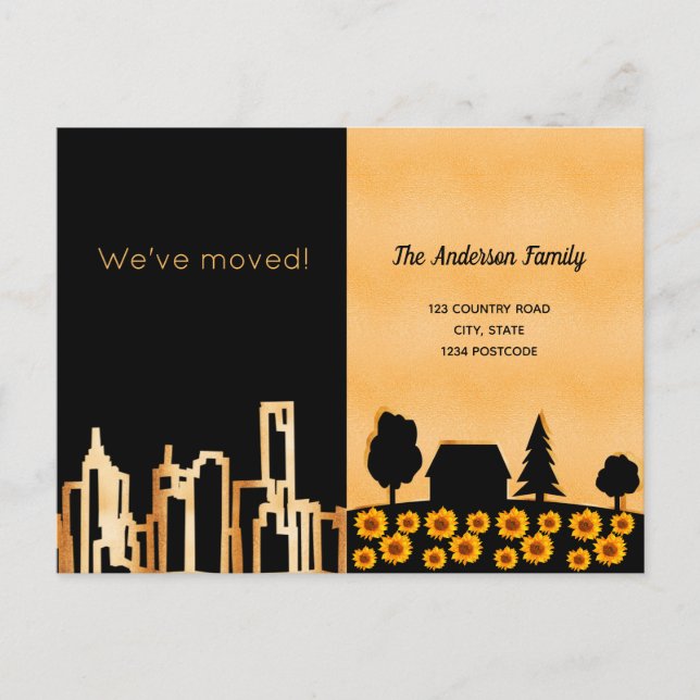 Svart guld stad land flytt meddelande (Framsida)