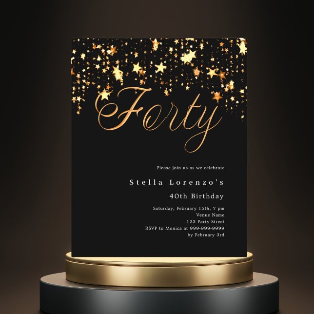 Svart guld-stjärnor, 40-årsinbjudan (Skapare uppladdad)