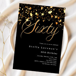 Svart guld-stjärnor, 60-årsdag lyx inbjudningar