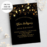 Svart guld-stjärnor elegant party inbjudningar<br><div class="desc">En elegant födelsedag för både kvinnor och manar. Svart bakgrund,  dekorerad med guldstjärna. Anpassa och lägg till ditt namn och information om party.</div>