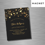 Svart guld-stjärnor elegant party magnetisk inbjudningskort<br><div class="desc">En elegant födelsedag för både kvinnor och manar. Svart bakgrund,  dekorerad med guldstjärna. Anpassa och lägg till ditt namn och information om party.</div>