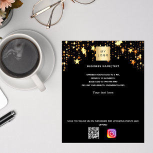 Svart guld-stjärnor, logotyp qur-kodinstagram flygblad