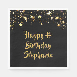 Svart Guld-stjärnorna Namn vid födelsedag Pappersservett