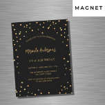 Svart guld-stjärnorna party lyxur magnetisk inbjudningskort<br><div class="desc">En glamorös födelsedagsfest inbjudan för både honom och henne. En svart bakgrund med faux guld-stjärnor. Anpassa och lägg till information om namn och party. Golden färgad.</div>