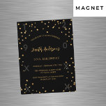 Svart guld-stjärnornas lyxår magnetisk inbjudningskort<br><div class="desc">En glamorös födelsedagsfest inbjudan för både honom och henne. En svart bakgrund med faux guld-stjärnor. Anpassa och lägg till information om namn och party. Lägg till födelseår och firande-år.</div>