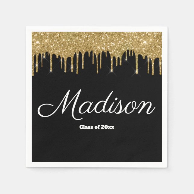 Svart Guld-Studentfest, klass 2024 Papper Pappersservett (Framsidan)