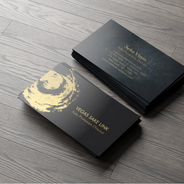 Svart Guld Symbol Sake Sommelier Vinbryggeri Barte Visitkort (Skapare uppladdad)