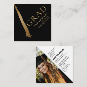 Svart Guld Tassel Unik Examen Beställningsbar Foto Tilläggskort