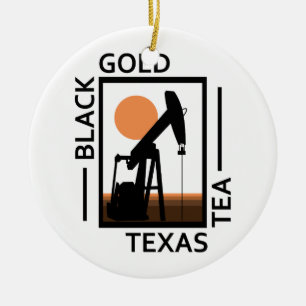 Svart guld- Texas Tea Julgransprydnad Keramik