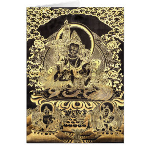 Svart & guld- tibetan buddistisk konst hälsningskort