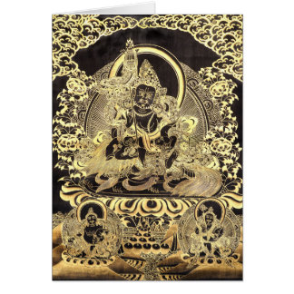 Svart & guld- tibetan buddistisk konst hälsningskort