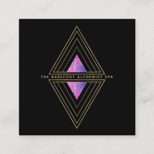 *~* Svart Guld Triangles Helig Geometry Alchemy Fyrkantigt Visitkort