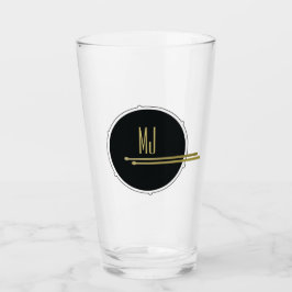 Svart Guld Trummis Monogram Glaskopp