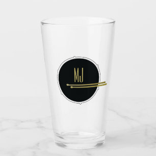 Svart Guld Trummis Monogram Glaskopp