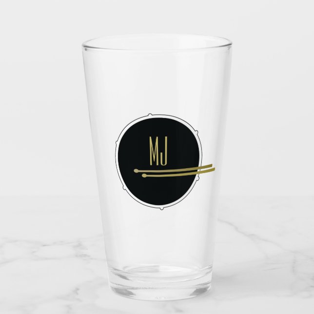 Svart Guld Trummis Monogram Glaskopp (Framsida)