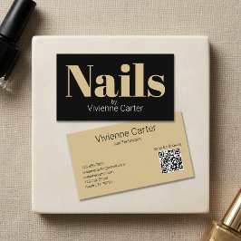 Svart Guld Typografi Nageltekniker Salong Visitkort