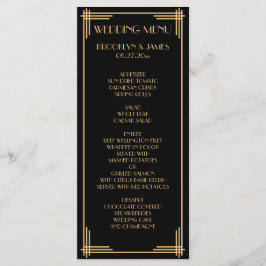 Svart Guld-Underbara Gatsby Art Deco Bröllop-menyk Meny