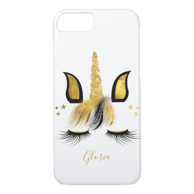 Svart & guld- Unicorn Case-Mate iPhone Skal (Baksida)